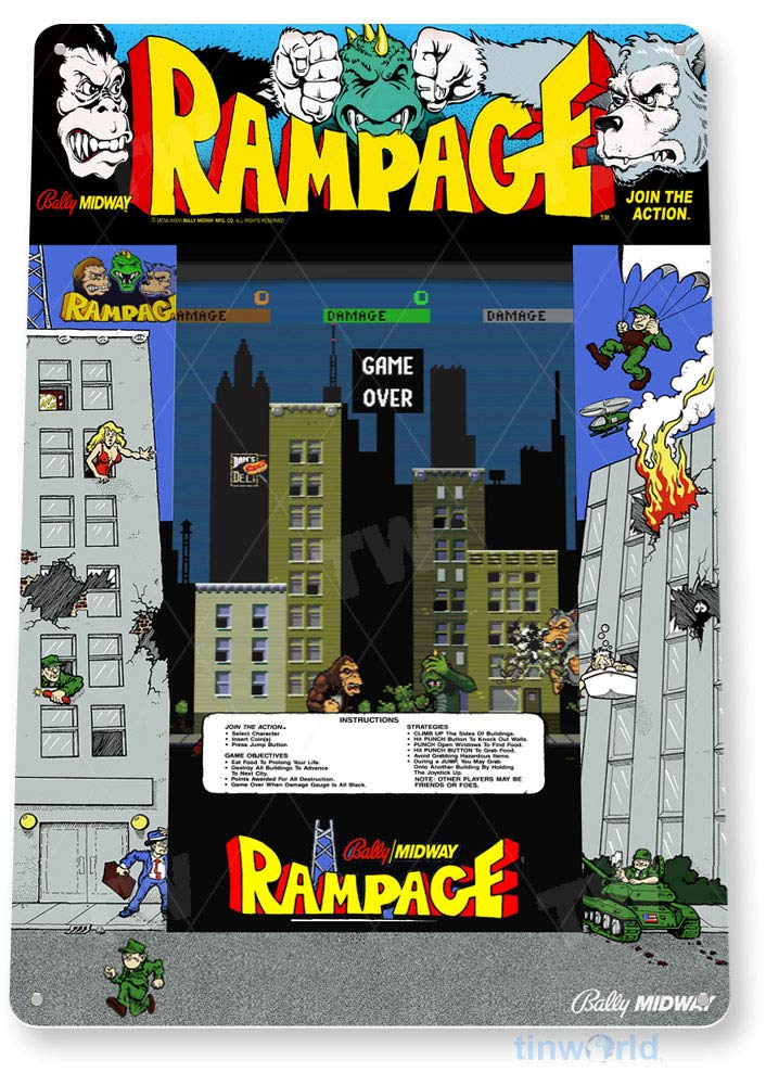 Gaming Console Shop - TIN SIGN Rampage Arcade Sign Game