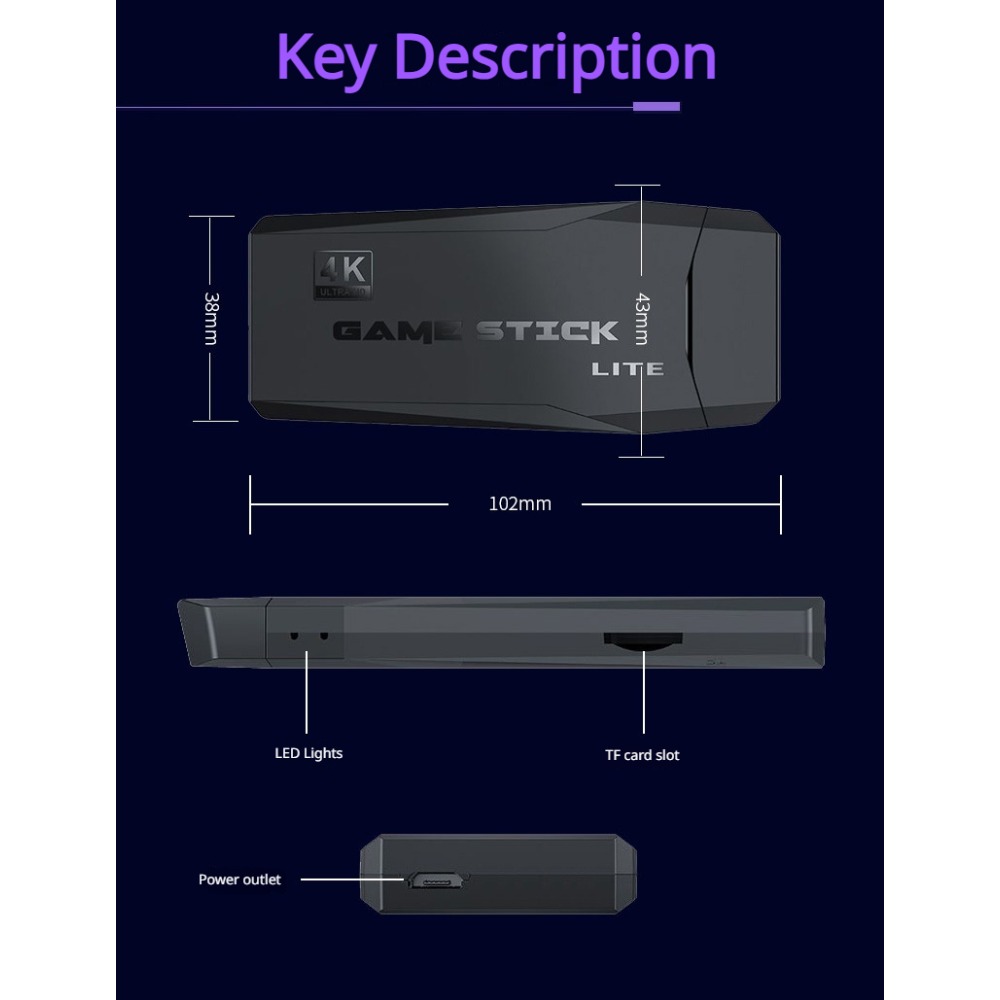 Portable 4K Retro Game Stick C - Gaming Console For Sale 评论和价格